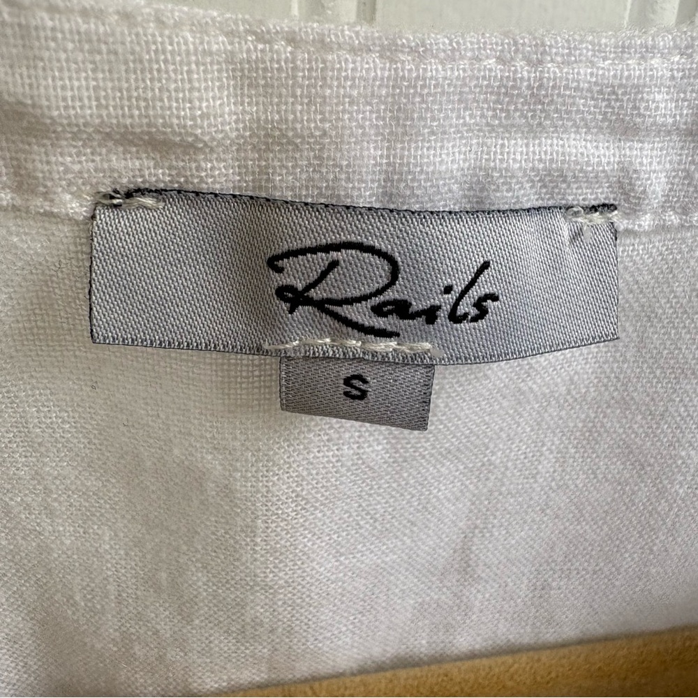 Rails Solid White Lace Trim Jasmine Linen Blend Dress Women’s Size Small - Picture 4 of 7